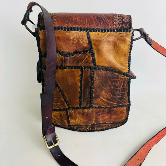 Mark Tigon Western Crossbody Bag‎ Tooled Leather Brown Equestrian Purse Distress - Picture 6 of 15